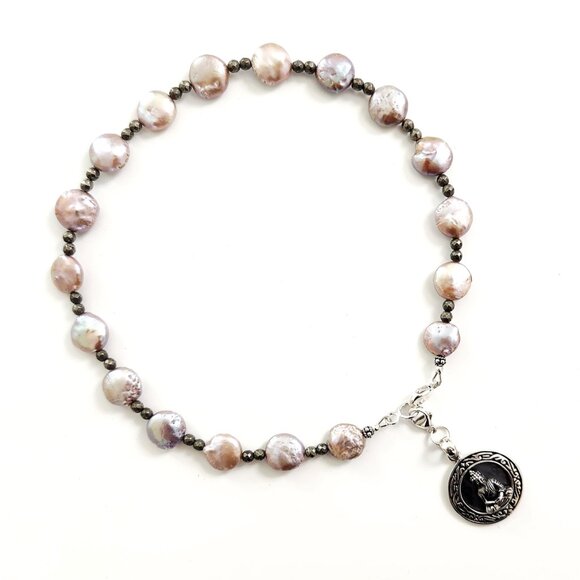 LAVENDAR BAROQUE PEARL NECKLACE W/ SITTING BUDDHA PENDANT - Picture 2 of 4